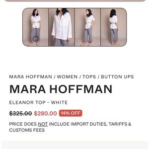 Mara Hoffman White Eleanor Top